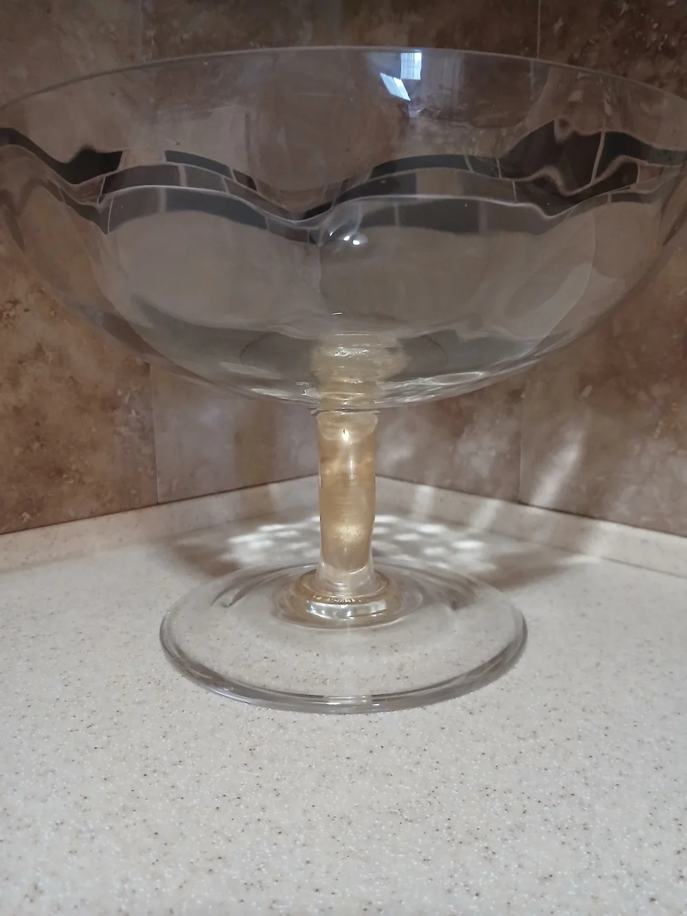 Studio-Crafted Art Glass Bowl With Gold-Infused.